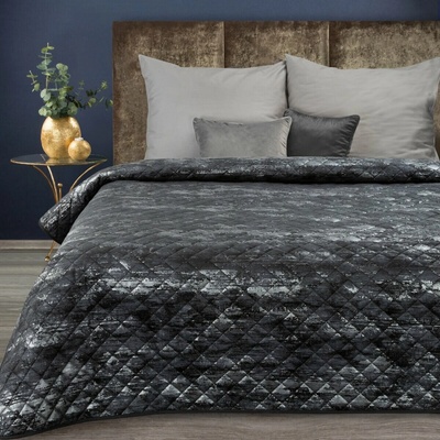 Eurofirany přehoz na postel VelvetovýBLINK čierno strieborný čierna Zamat 170 x 210 cm