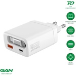 4smart Захранване за ел. мрежа с USB-A и USB-C изходи и вграден USB-C кабел - 4smarts Jojo PDPlug Slim GaN Wall Charger 65W (бял) (541839)