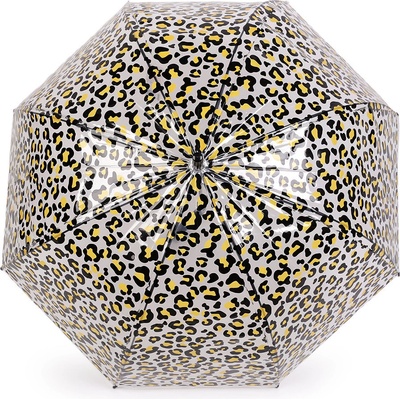 Dámský průhledný vystřelovací deštník leopard 3 žlutá