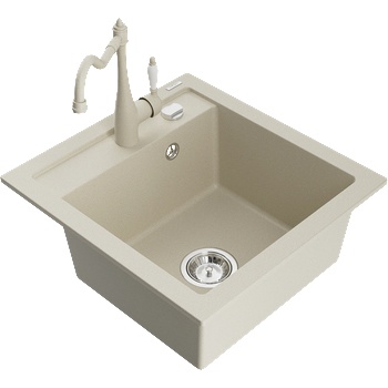 Mexen Vito гранитна мивка с 1 отделение с кухненски смесител Carla, бежов - 6503-69-670700-69 (6503-69-670700-69)