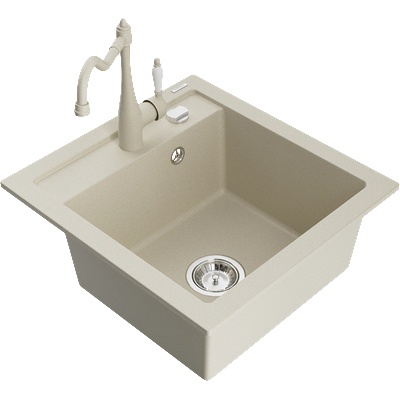 Mexen Vito гранитна мивка с 1 отделение с кухненски смесител Carla, бежов - 6503-69-670700-69 (6503-69-670700-69)