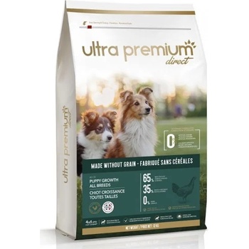 Ultra Premium Direct Puppy growth all breeds - суха храна за подрастващи кученца от всички породи, без зърно, 65% месо и месни съставки, пиле и прасе, 12 кг, Франция GF1202