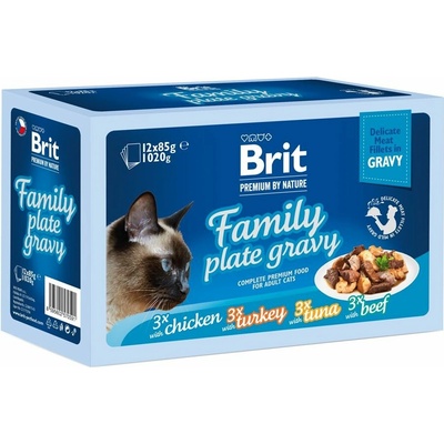 Brit Premium Cat Family Platé kuracie hovädzie losos krůta 12 x 100 g