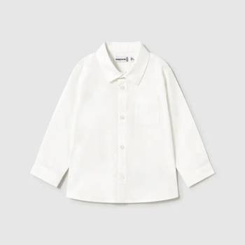 MAYORAL Риза дълъг ръкав едноцветна в бял цвят за мини момче Майорал