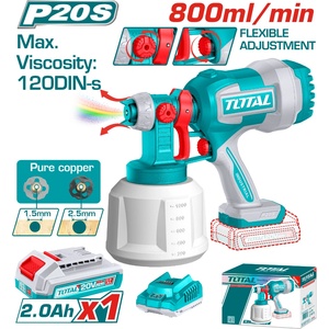 TOTAL Акумулаторен пистолет за боядисване TOTAL, 20 V, 1 L, 2 Ah, комплект (TL TSGLI20042E)