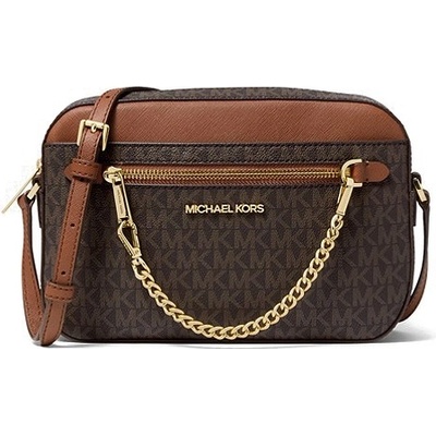 Michael Kors jet set large crossbody chain logo hnědá