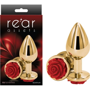 Image 1 of Алуминиев анален плъг, червена роза, 8, 8см. - Rose Buttplug Medium (NSTOYS0885)