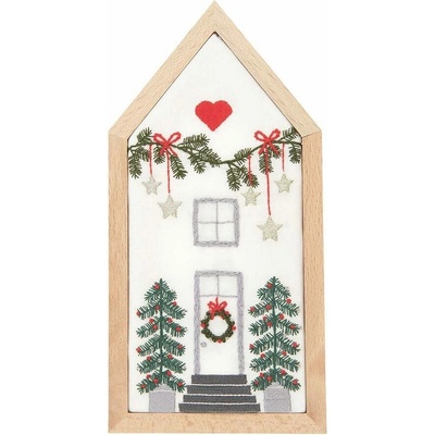 Rico Design Sada na vyšívanie dekorácie vianočný dom 9x18cm 1 sada