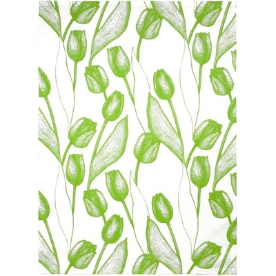 SCANquilt utěrka DEKORO tulipány bílozelená 50 x 70 cm
