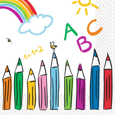 Amscan ubrousky ABC škola 33x33cm 20ks