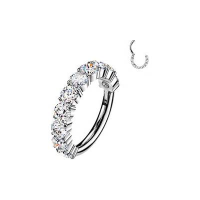 Šperky4U Piercing segment kruh TITAN s Moissanity 0.30ct (2mm) TM043