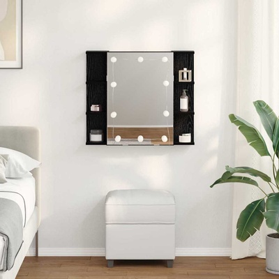 vidaXL Шкаф с огледало Черния дъб 70 x 16, 5 x 60 см Инженерно дърво (886233)