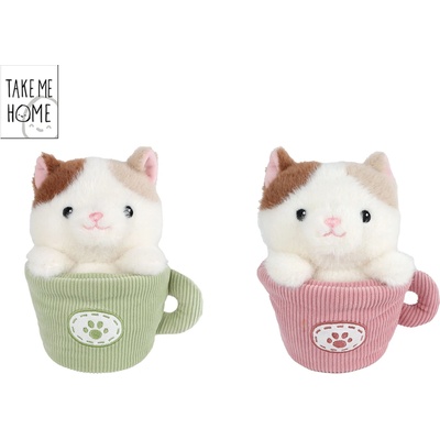 Mikro trading Take Me Home - Plyšová mačička v kávovom hrnčeku - 18 cm