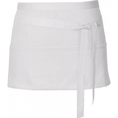 Link Kitchen Wear Krátká barmanská zástěra se třEma předníma kapsama Bílá X983