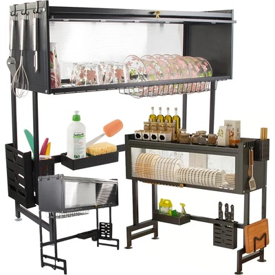 Verk 07380 Multifunkční odkapávač na nádobí nad dřez, 85 cm, černý