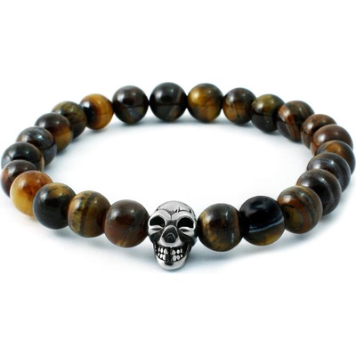 BM Jewellery Pánský náramek tygří oko lebka S11152070
