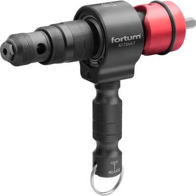 Fortum адаптер за пробивна машина, 2 в 1, за поп-нитове и нитови гайки pop-nut, 15 броя, fortum