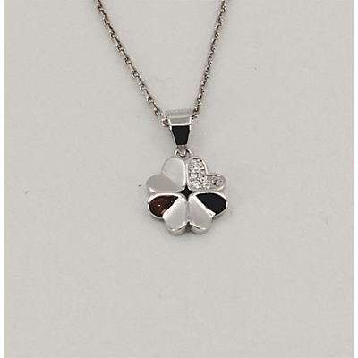 Steel Edge Stříbrný přívěsek čtyřlístek se zirkony 307056004