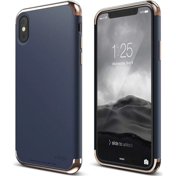 elago Empire Case - качетвен хибриден кейс за iPhone XS, iPhone X (тъмносин)