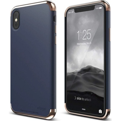 elago Empire Case - качетвен хибриден кейс за iPhone XS, iPhone X (тъмносин)
