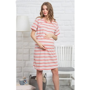 Image 1 of Сива раирана нощница за бременни и кърмачки