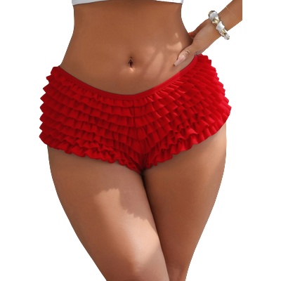 Sexy Elephant® Red Sexy Mesh Swimsuit Cloth Ruffled Women Underwear With Bow XL