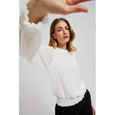 Moodo Елегантна бяла риза с набрани ръкави Moodo Moodo | Byal | ЖЕНИ | 46