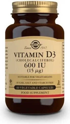 Solgar Хранителна добавка Витамин Д 3 15 мг , Solgar Vit. D-3 600 Iu Veg. caps 60s