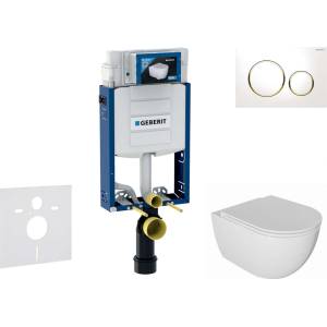 Geberit Kombifix - Комплект за монтаж пред стена, тоалетна Oudee и седалка със система „softclose, бутон Sigma20, бял/позлатен SANI15CA3122 (SANI15CA3122)