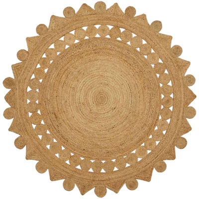 vidaXL Килим Кафяво Ø 180 см юта (42010818)
