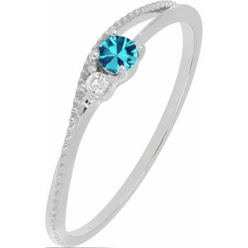 Nefertitis Prsten stříbrný s broušeným apatitem a zirkony 031121 AP