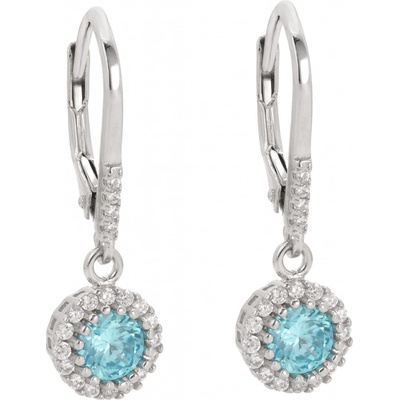 Rafity stříbrné náušnice s akvamarínem a zirkony E0087KL-01 modré