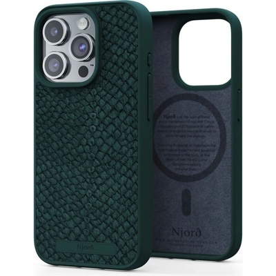 Púzdro NJORD Salmon Leather Magsafe iPhone 15 Pro zelené