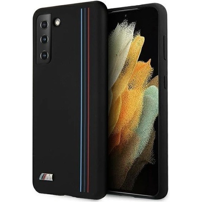 BMW Калъф за телефон Bmw BMHCS21MSIVTBK Silicone Stripes M Collection за Samsung Galaxy S21 Plus, черен (3700740497517)