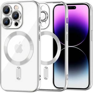 Techsuit Калъф за iPhone 14 Pro Max - Luxury Crystal MagSafe - Silver