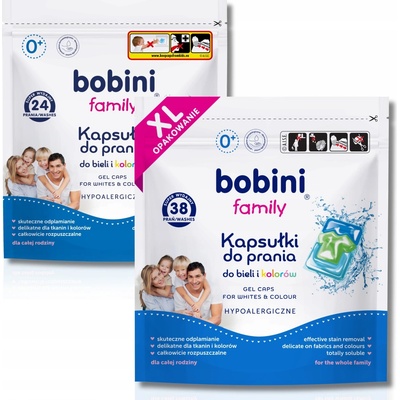 Bobini hypoalergénne kapsuly na pranie Univerzálne s odstraňovačom škvŕn 2 x 31 PD