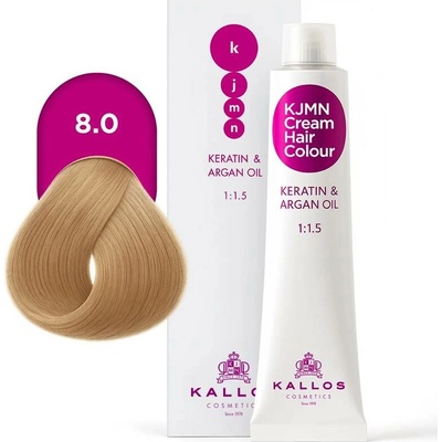 Kallos KJMN s keratinem a arganovým olejem 8.0 Light Blond Cream Hair Colour 1:1.5 100 ml