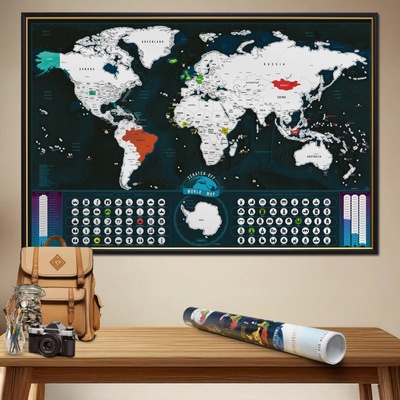 Stírací mapa světa EN - silver classic XL