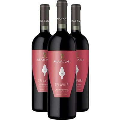 Marani TELAVURI červené polosladké víno 11,5% 3 x 0,75 l (holá lahev)