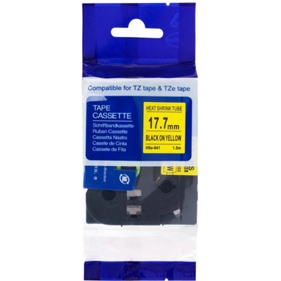 PRINTLINE kompatibilní páska s Brother HSe-641, 18mm, černý tisk/ žlutý podklad, bužírka PLTB176, HSe641