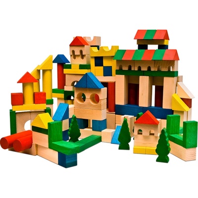 Ekotoys Drevené kocky barevné 180 ks