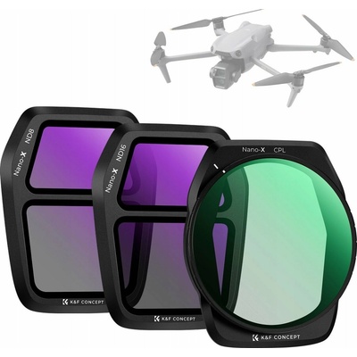 Kf sada filtrů 3v1 polarizační CPL šedá ND ND8 ND16 pro DJI AIR 3S - SKU.2341