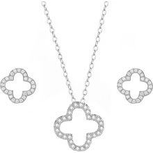 Grace Silver Jewellery souprava šperků se zirkony Čtyřlístek SET2072-N000034B-E000187B Stříbrná