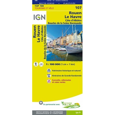 mapa Rouen, Le Havre, Cote d'Albatre 1:100 t. voděodolná