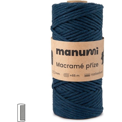 Manumi Macramé příze stáčená 3mm tmavě modrá - 1 ks