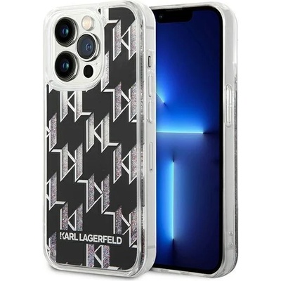 KARL LAGERFELD Кейс Karl Lagerfeld KLHCP14XLMNMK за iPhone 14 Pro Max 6.7"", твърд, черен / черен, Liquid Glitter Monogram (KXG0036897)