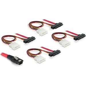 Delock Кабел Delock mini SAS 36-пинов - 4x SAS 29-пинов (SFF 8087 4x SFF 8482 + захранване), 100 см
