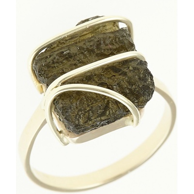 My Moldavite Zlatý prsten s přírodním vltavínem 11426