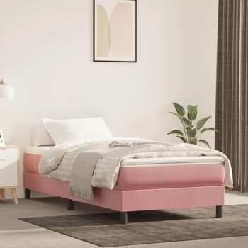 vidaXL Боксспринг легло с матрак, розово, 100x200 см, кадифе (3144320)