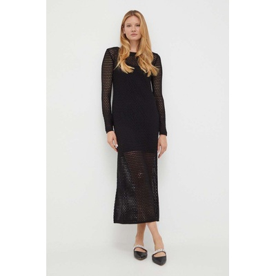 TWINSET Рокля с вълна Twinset в черно дълга с кройка по тялото (232AP3155)